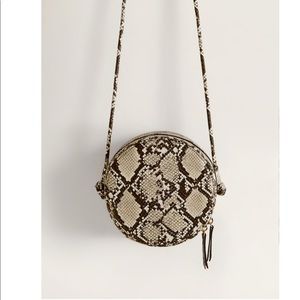 Mango snakeskin round crossbody bag